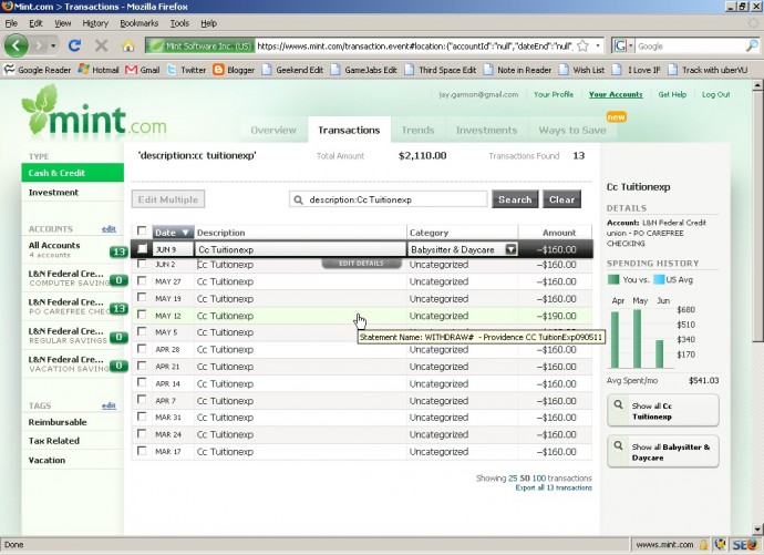 checkb register quicken mint