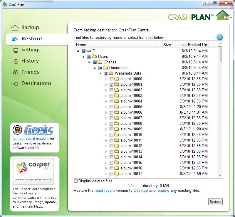 crashplan unable to backup files