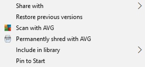 AVG right click menu