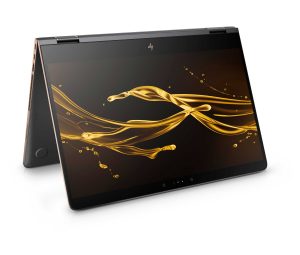 HP Spectre x360 15-6inch convertible notebook in one of its alternative modes