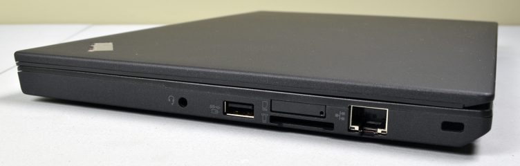 Lenovo ThinkPad X260's audio in/out, USB 3.0, SIM card/media card reader, Ethernet, Kensington Lock Slot