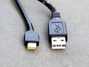 USB-C (left) compared to a traditiuonal USB-A (right).