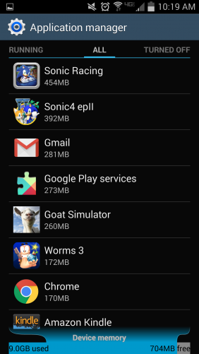 App sizes in Android