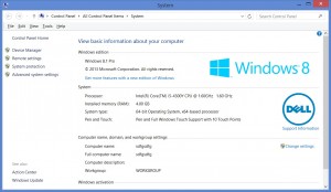 The Windows 8.1 System Properties screen.